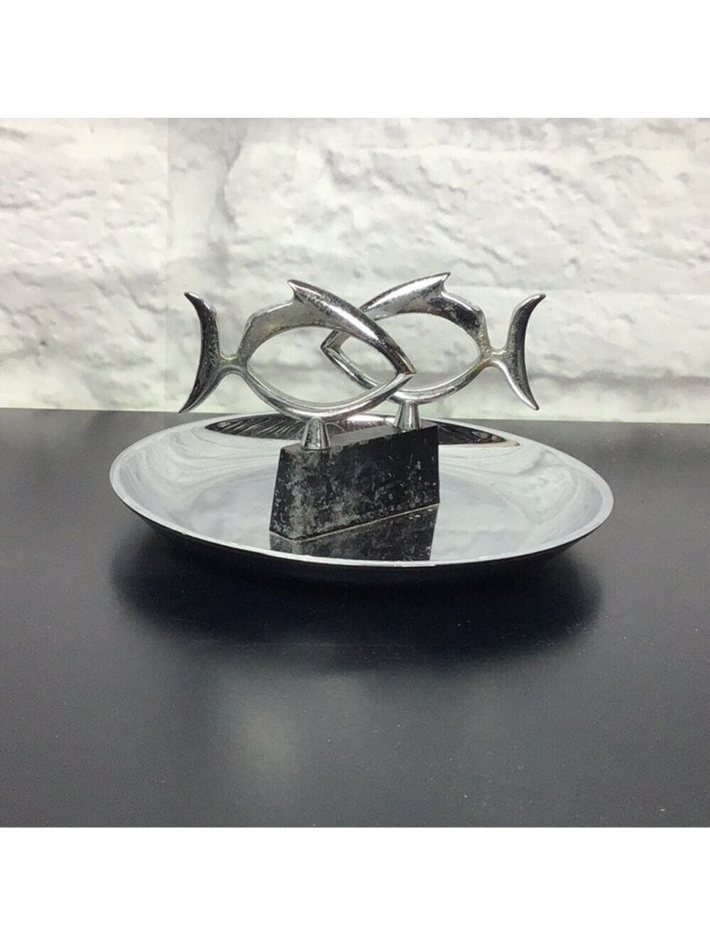 Mid Century Modern two fish Chrome Pincherette Ashtray MCM - Picture 5 of 10